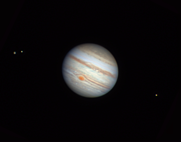 Jupiter met Ganymedes, Europa en Io op 9 november 2022