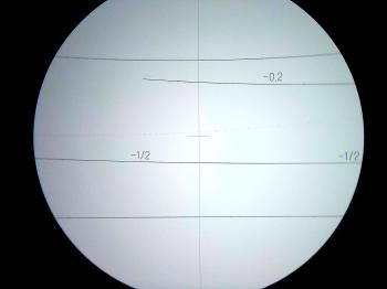 A view through the telscope (zenit angle = 110.533g) showing the typical RDS stadia lines.