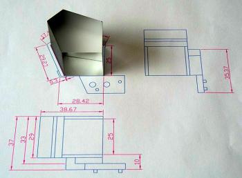 The AutoCAD drawing for the  prism attachment.