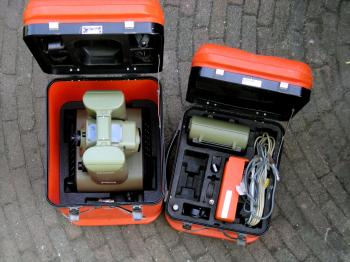 The instrument (left) and telemetry box in their cases.