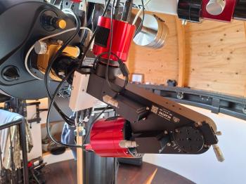 The MLAstro SHG700 spectroscope at the side of the micrometers.