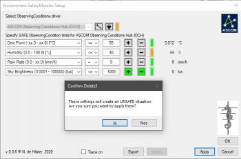 Applying an UNSAFE situation to the Environment SafetyMonitor.