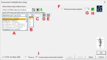 Entering the first settings for the Environment SafetyMonitor.