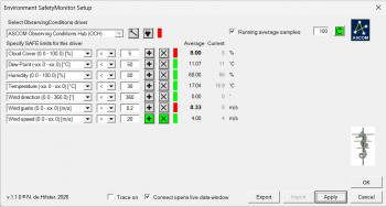 The Environment SafetyMonitor showing two UNSAFE observations (generated using random values).