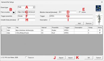 The various settings for the ASCOM Generic File SafetyMonitor Driver.