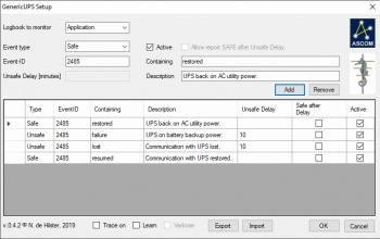 The UPS ASCOM driver configured for a CyberPower UPS with PowerPanel Business.