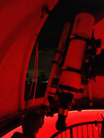 One of the high school students measuring the GTT60's TFOV using Vega (Alpha Lyrae)