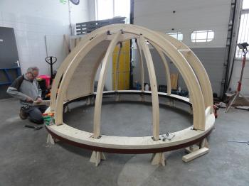 After the rafters were placed the wooden cladding could be mounted.