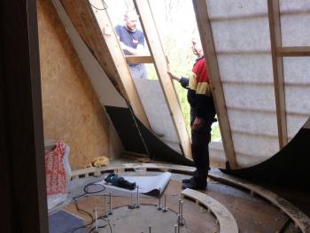 Going through the roof, assisted by my second oldest niece's husband (who is a fitter).
