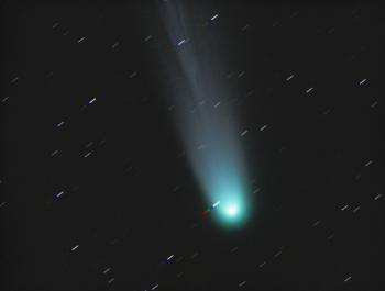 Comet C/2025 A6 (Lemmon) processed in a single pass, showing its correct position between the stars.