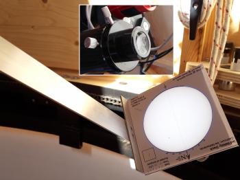 The new -75mm f.l. eyepiece with 24mm aperture for solar projection in use on 21 May 2021.