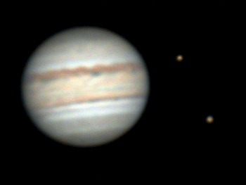 Jupiter as imaged on 29 June 2019 with Io and Ganymedes.