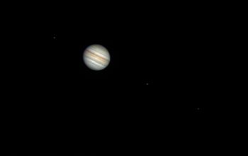 Jupiter, Io, Ganymede and Europe on 27 September 2021 at 20:35UTC.