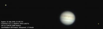Jupiter with Ganymede and Io as seen on 23 July 2018..