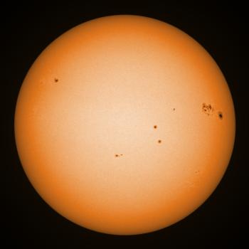The Sun imaged in whitelight around the same time as the previous image.