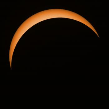 The 2026 solar eclipse imaged on 12 August at 18:11:31UTC with the SkyWatcher Esprit 150ED.