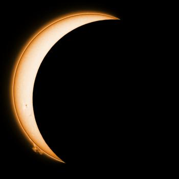 The 2026 solar eclipse imaged with the Lunt LS80THA @ f/14 around 18:05UTC.